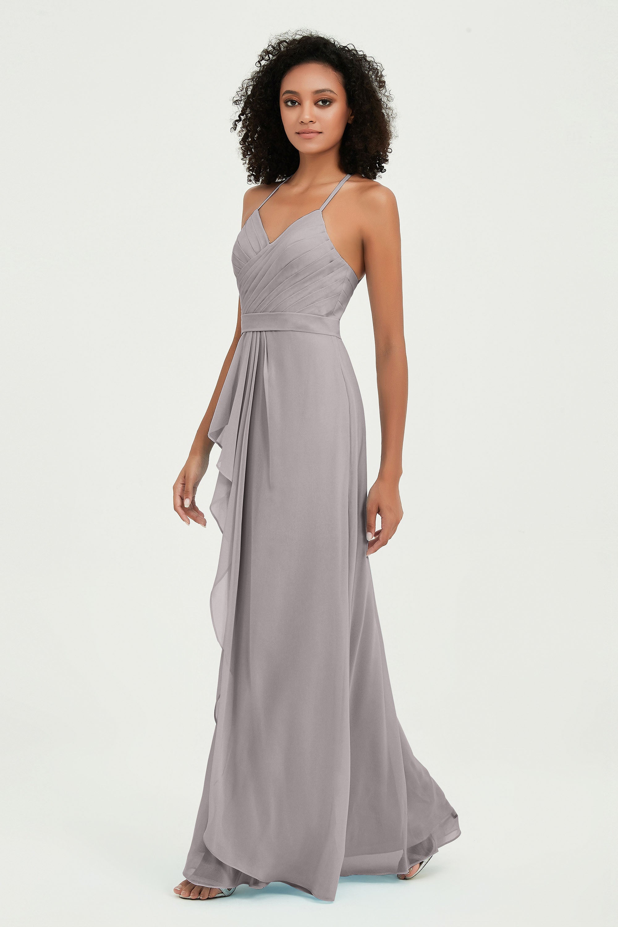Halter Chiffon Simple Bridesmaid Dresses Formal Evening Party gowns Dress Sleeveless