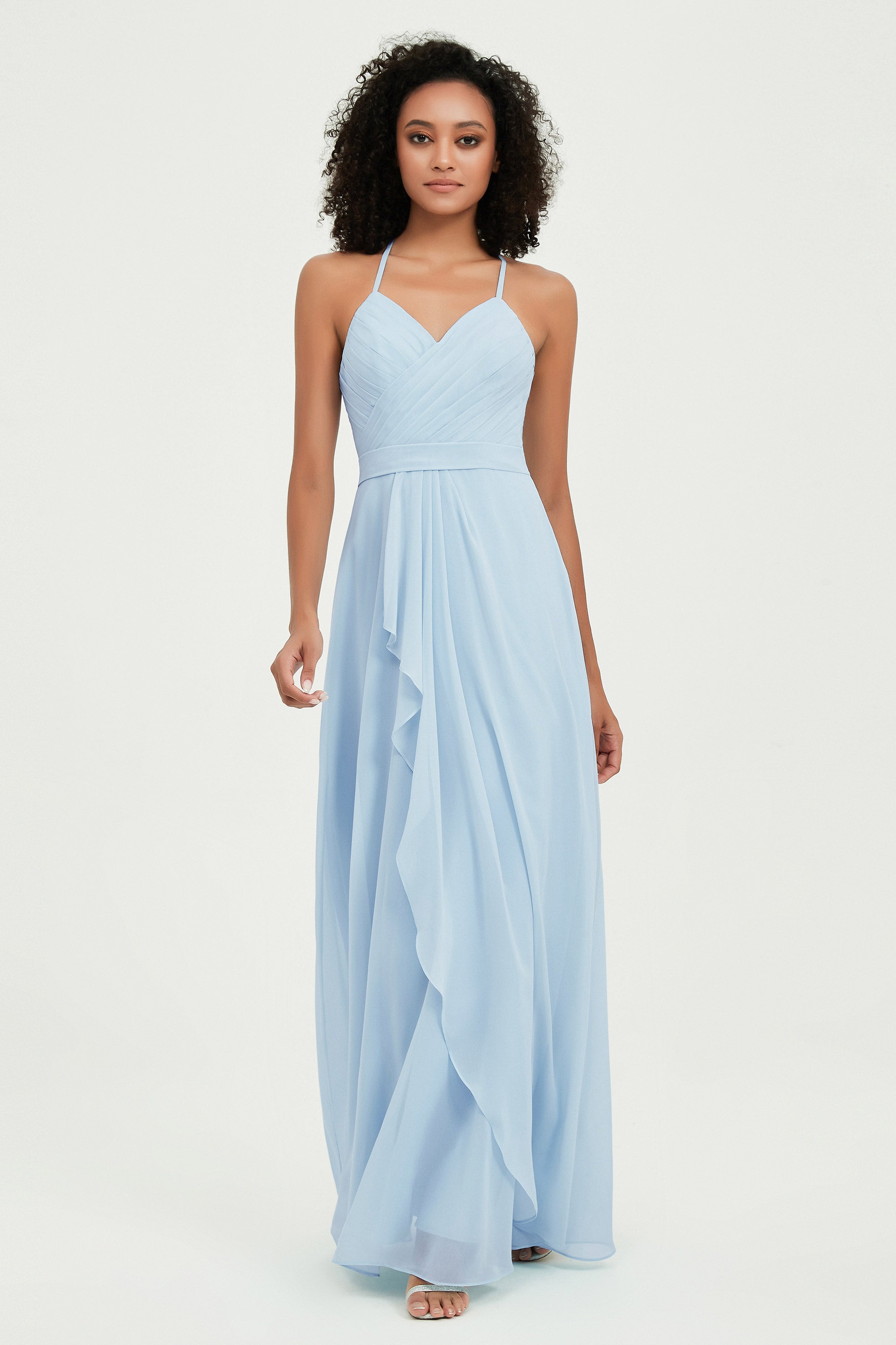 Halter Chiffon Simple Bridesmaid Dresses Formal Evening Party gowns Dress Sleeveless