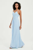 Halter Chiffon Simple Bridesmaid Dresses Formal Evening Party gowns Dress Sleeveless