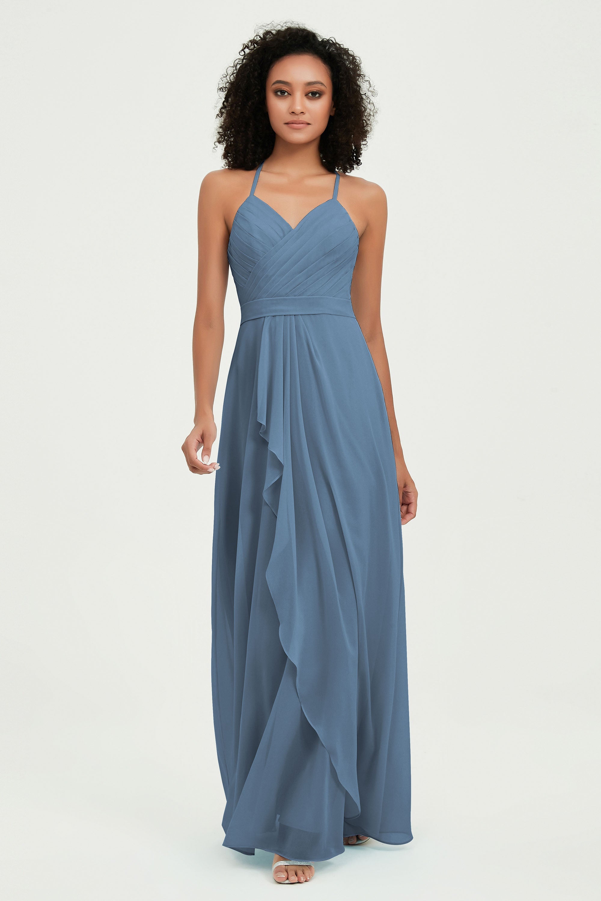 Halter Chiffon Simple Bridesmaid Dresses Formal Evening Party gowns Dress Sleeveless