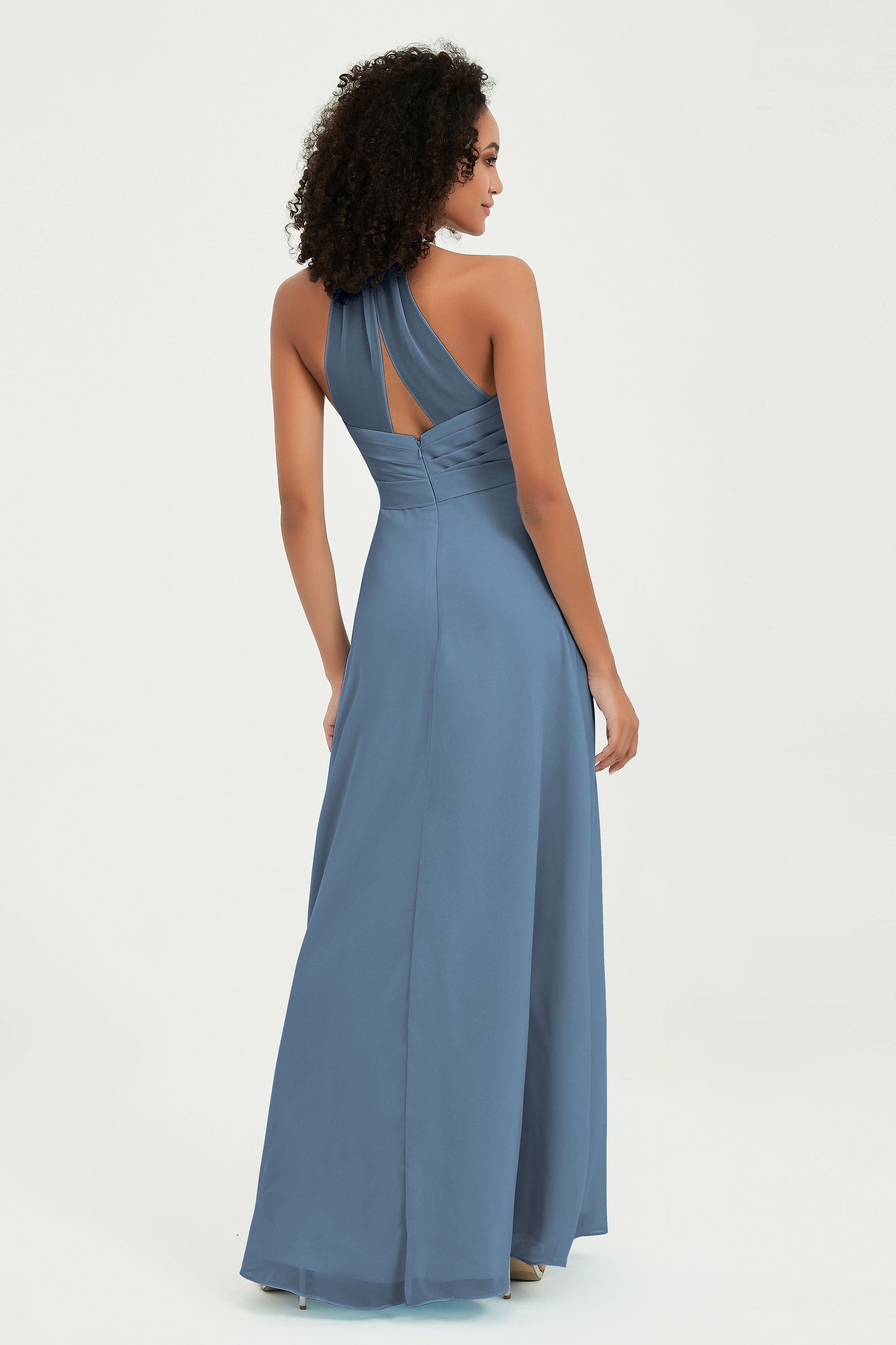 Halter Chiffon Simple Bridesmaid Dresses Formal Evening Party gowns Dress Sleeveless