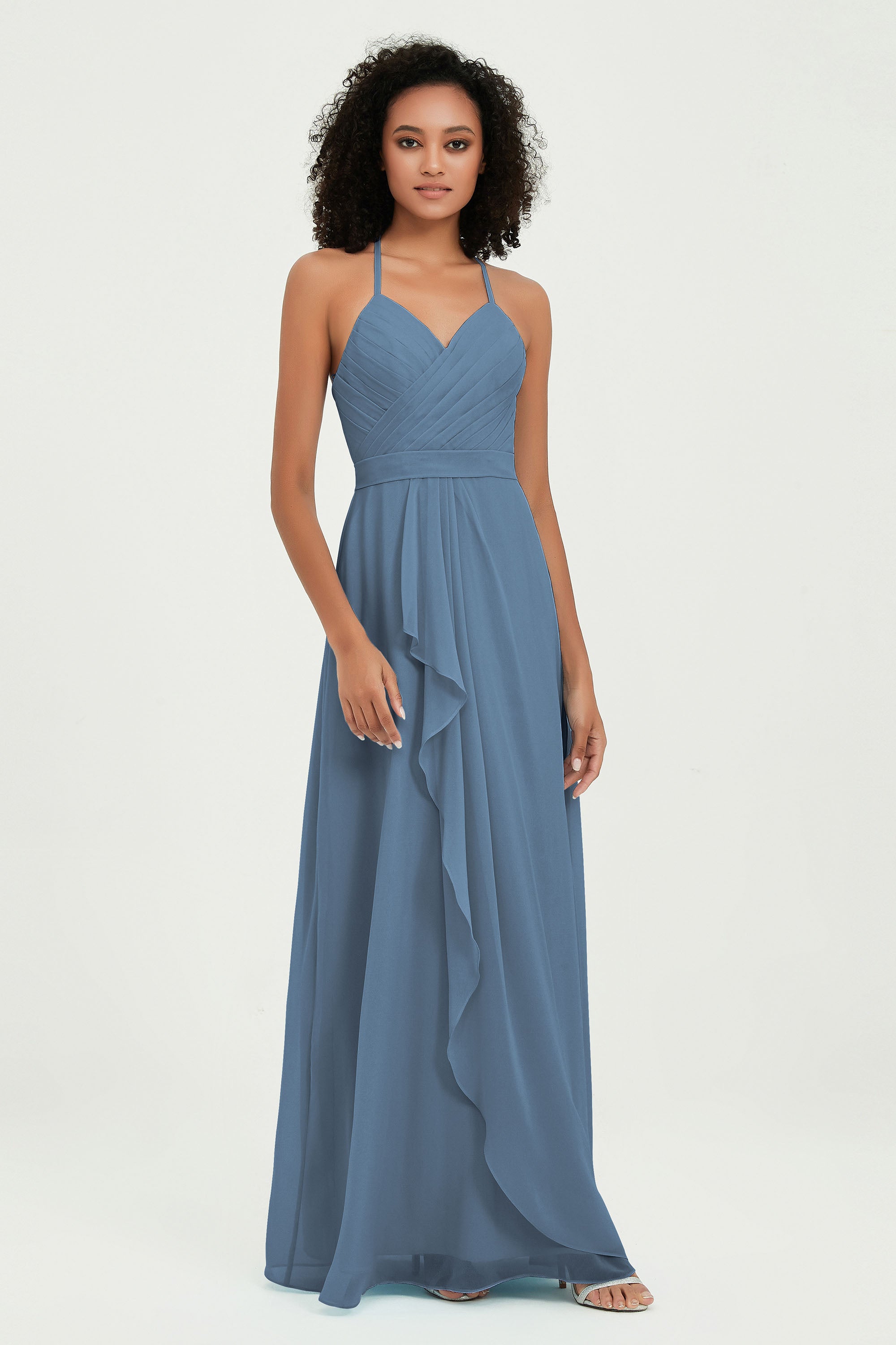 Halter Chiffon Simple Bridesmaid Dresses Formal Evening Party gowns Dress Sleeveless