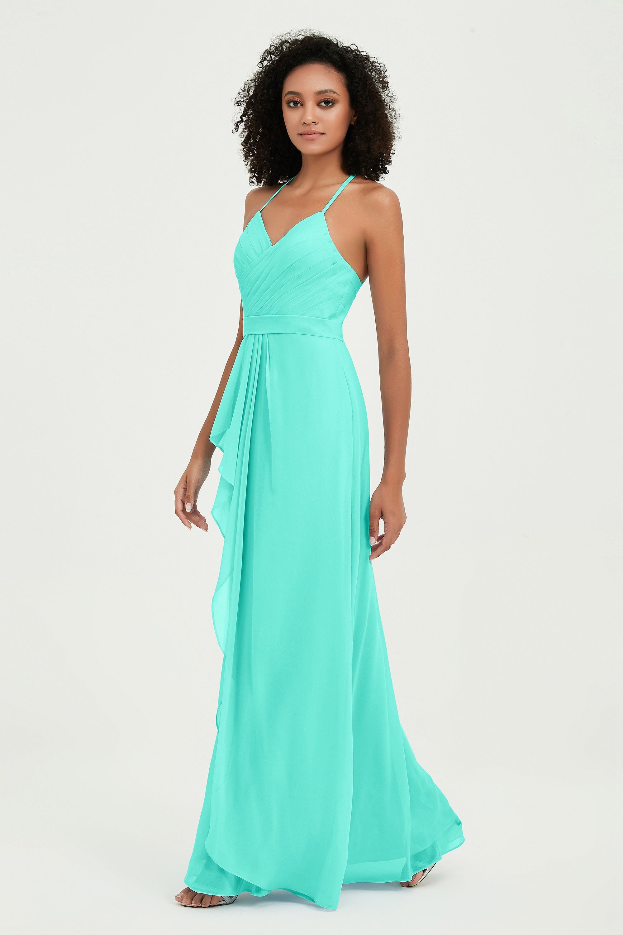 Halter Chiffon Simple Bridesmaid Dresses Formal Evening Party gowns Dress Sleeveless