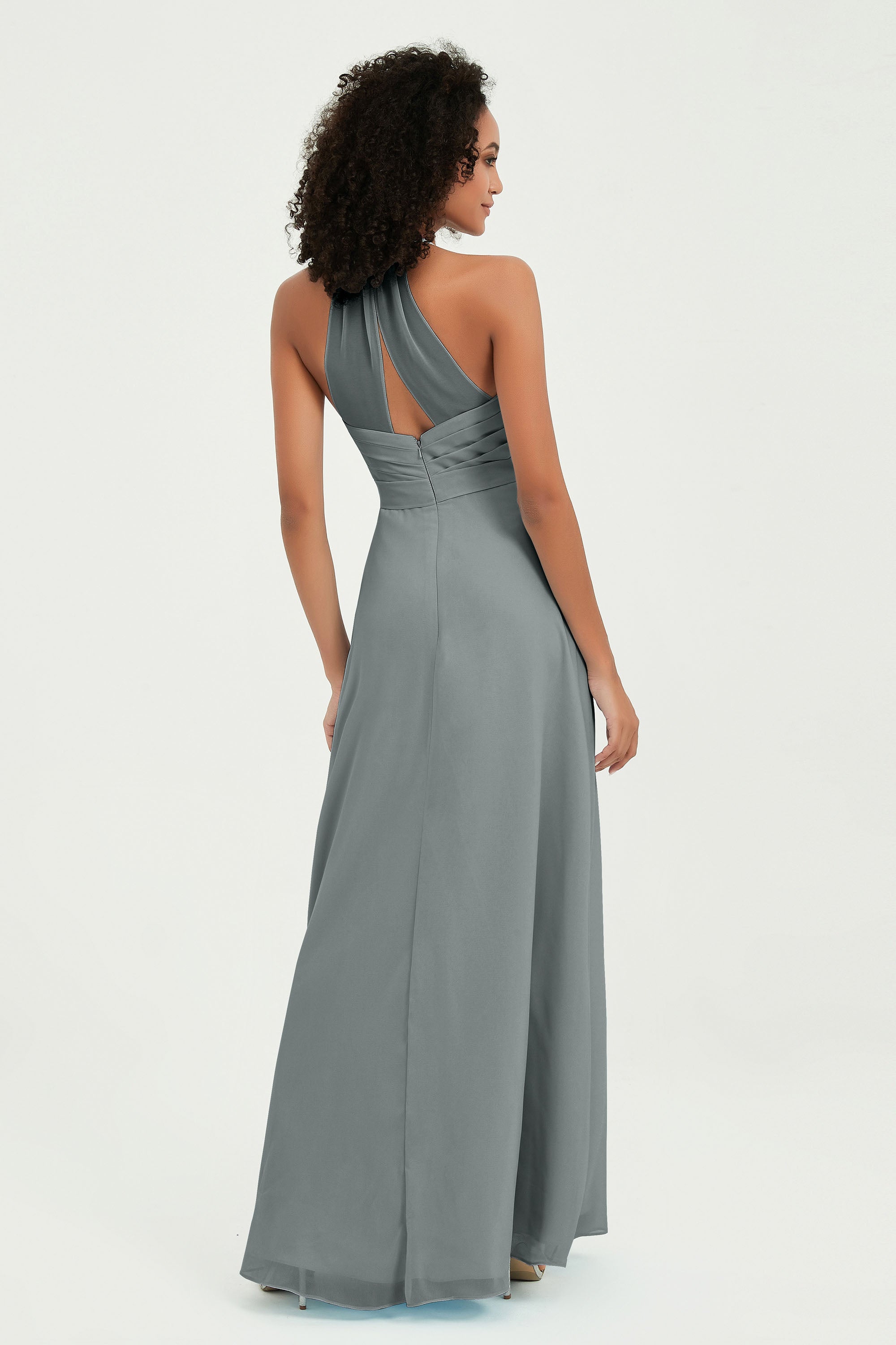 Halter Chiffon Simple Bridesmaid Dresses Formal Evening Party gowns Dress Sleeveless