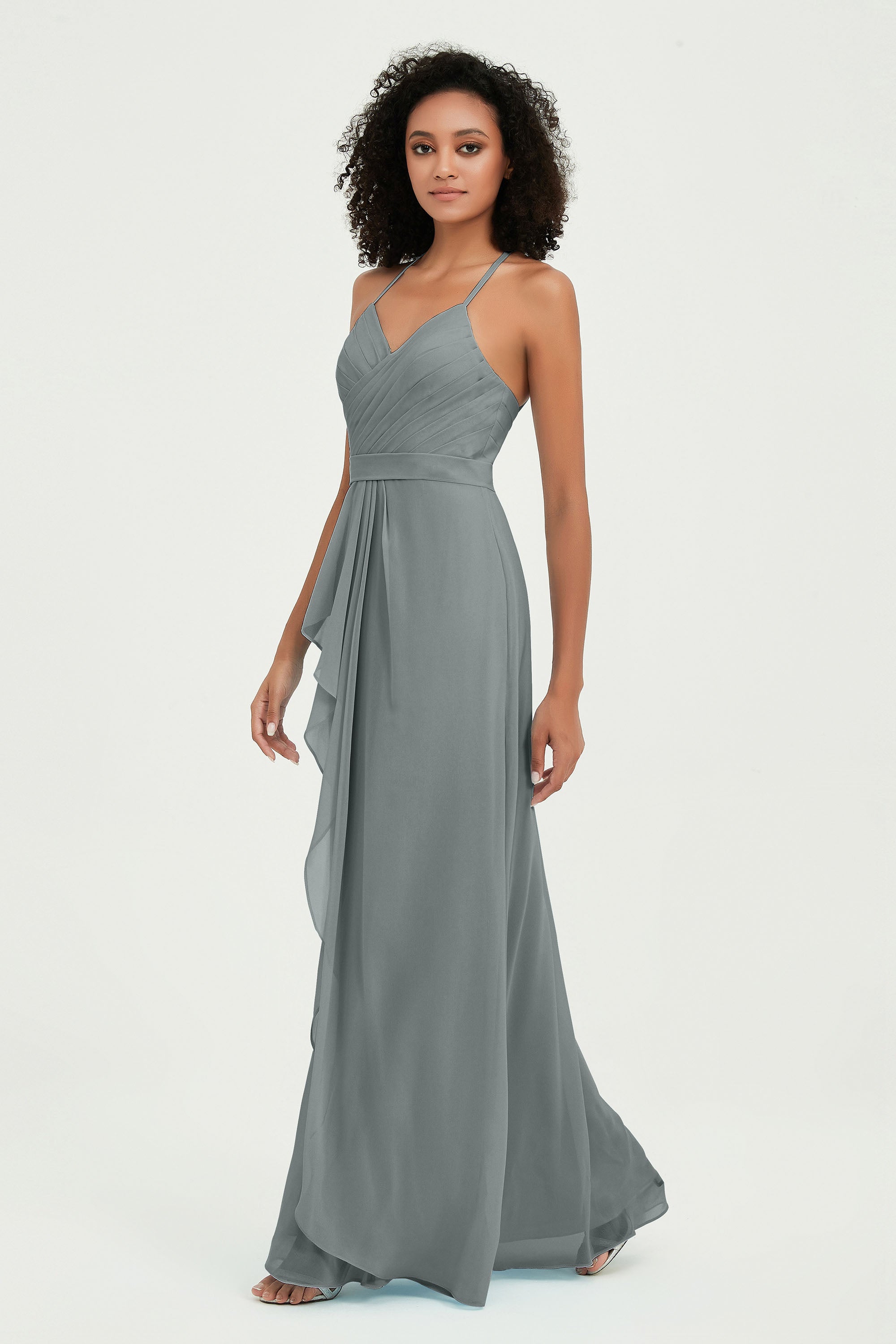 Halter Chiffon Simple Bridesmaid Dresses Formal Evening Party gowns Dress Sleeveless