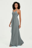 Halter Chiffon Simple Bridesmaid Dresses Formal Evening Party gowns Dress Sleeveless