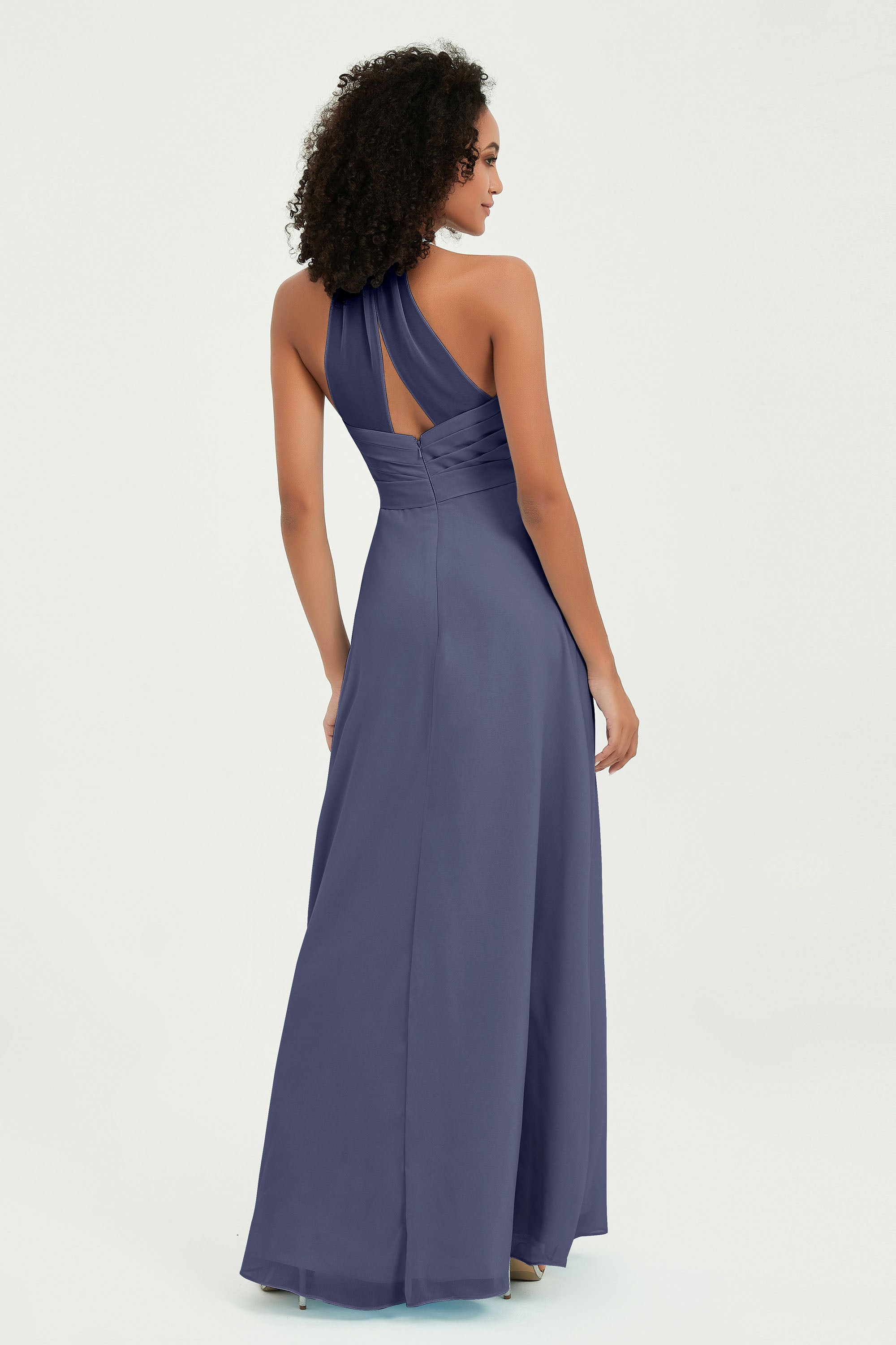 Halter Chiffon Simple Bridesmaid Dresses Formal Evening Party gowns Dress Sleeveless