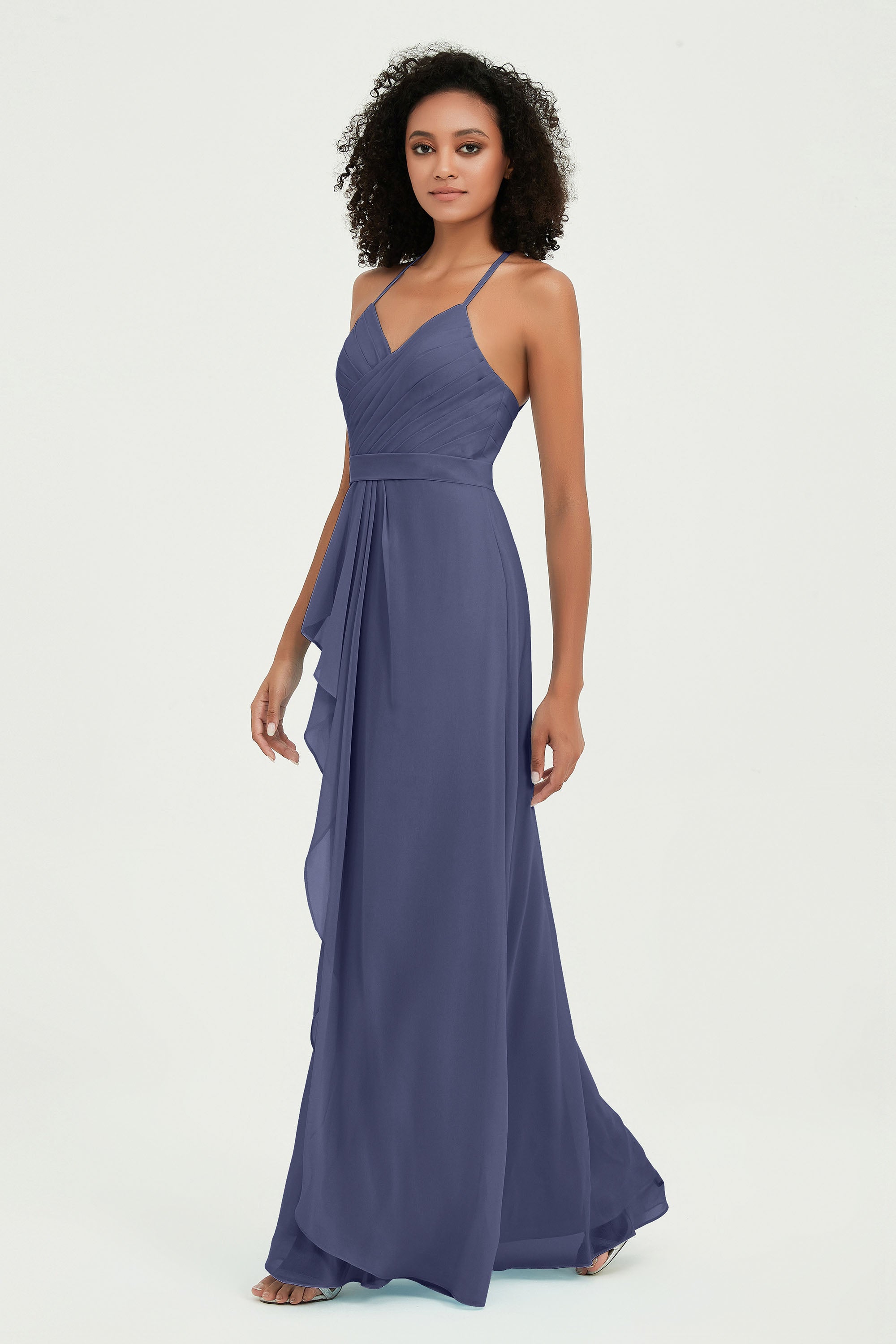 Halter Chiffon Simple Bridesmaid Dresses Formal Evening Party gowns Dress Sleeveless