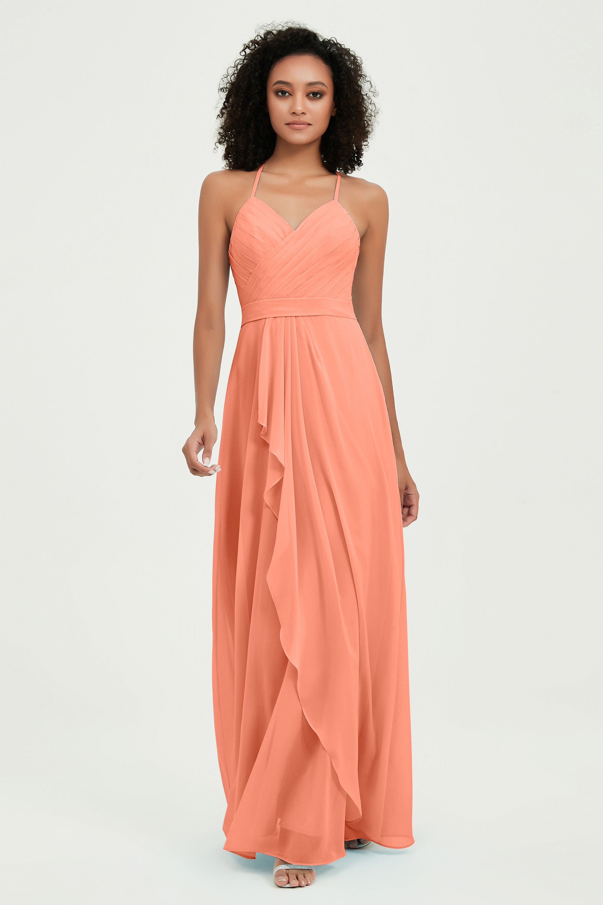 Halter Chiffon Simple Bridesmaid Dresses Formal Evening Party gowns Dress Sleeveless