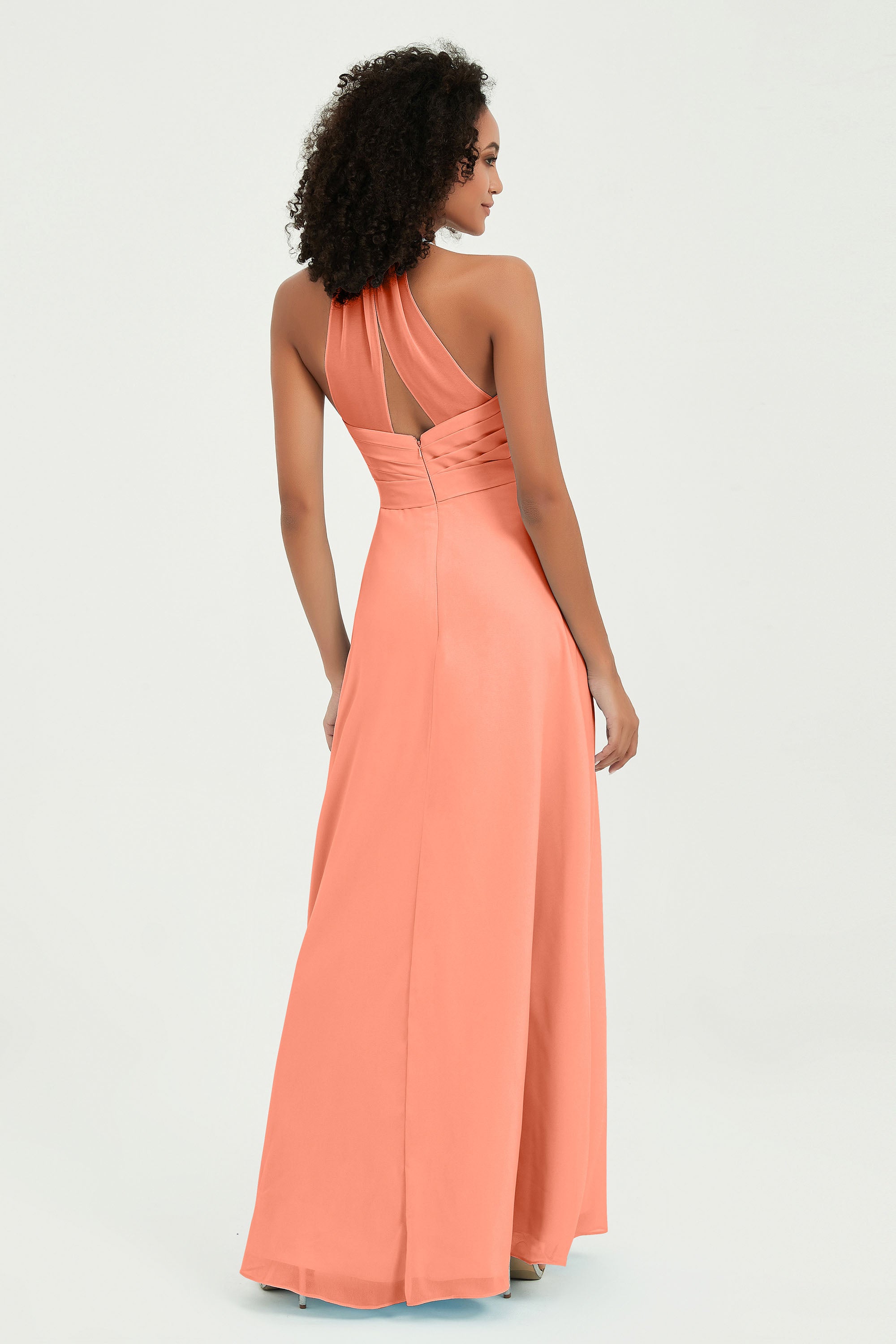 Halter Chiffon Simple Bridesmaid Dresses Formal Evening Party gowns Dress Sleeveless