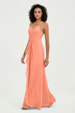 Halter Chiffon Simple Bridesmaid Dresses Formal Evening Party gowns Dress Sleeveless