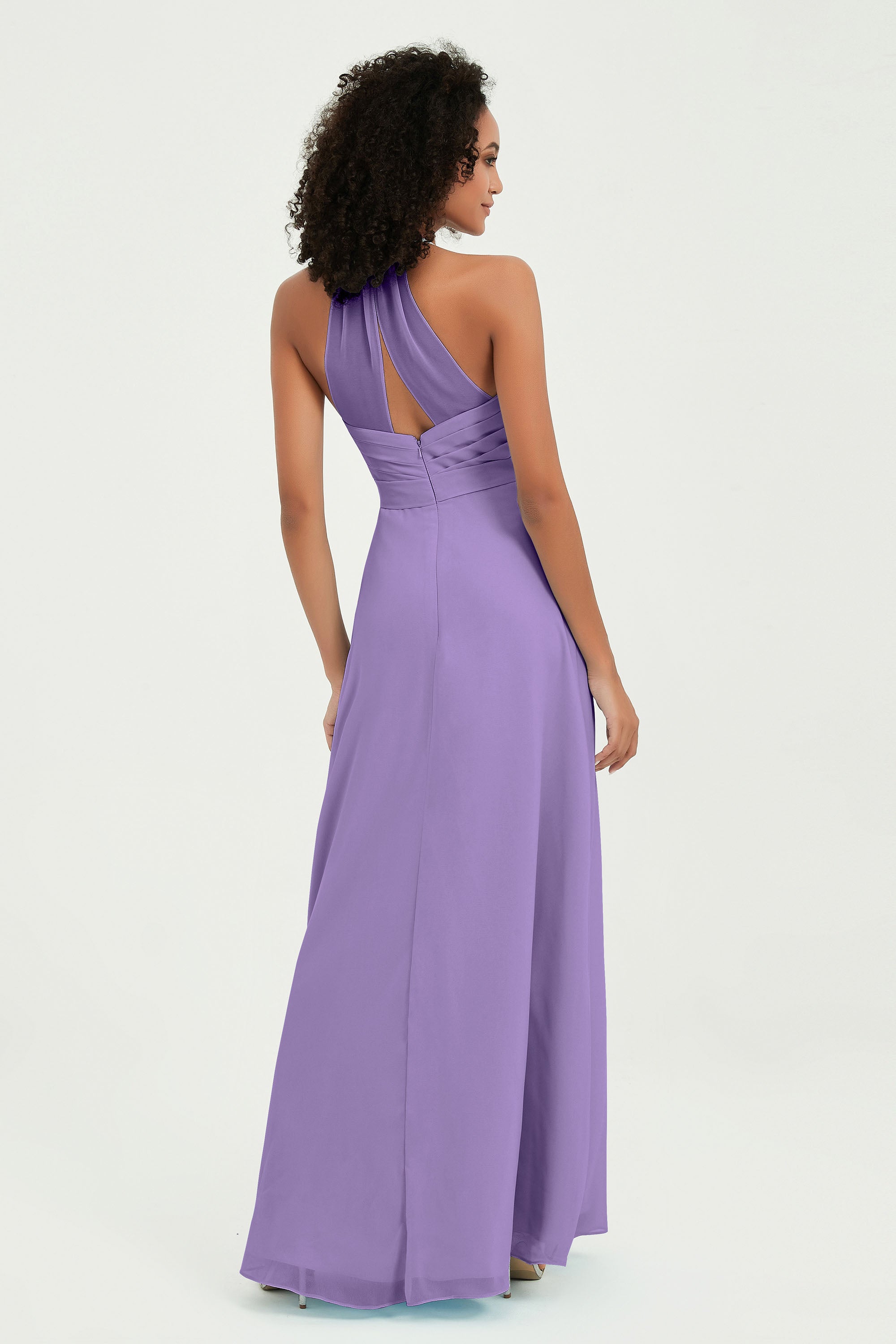 Halter Chiffon Simple Bridesmaid Dresses Formal Evening Party gowns Dress Sleeveless