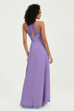Halter Chiffon Simple Bridesmaid Dresses Formal Evening Party gowns Dress Sleeveless