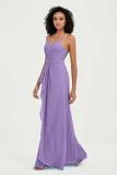 Halter Chiffon Simple Bridesmaid Dresses Formal Evening Party gowns Dress Sleeveless
