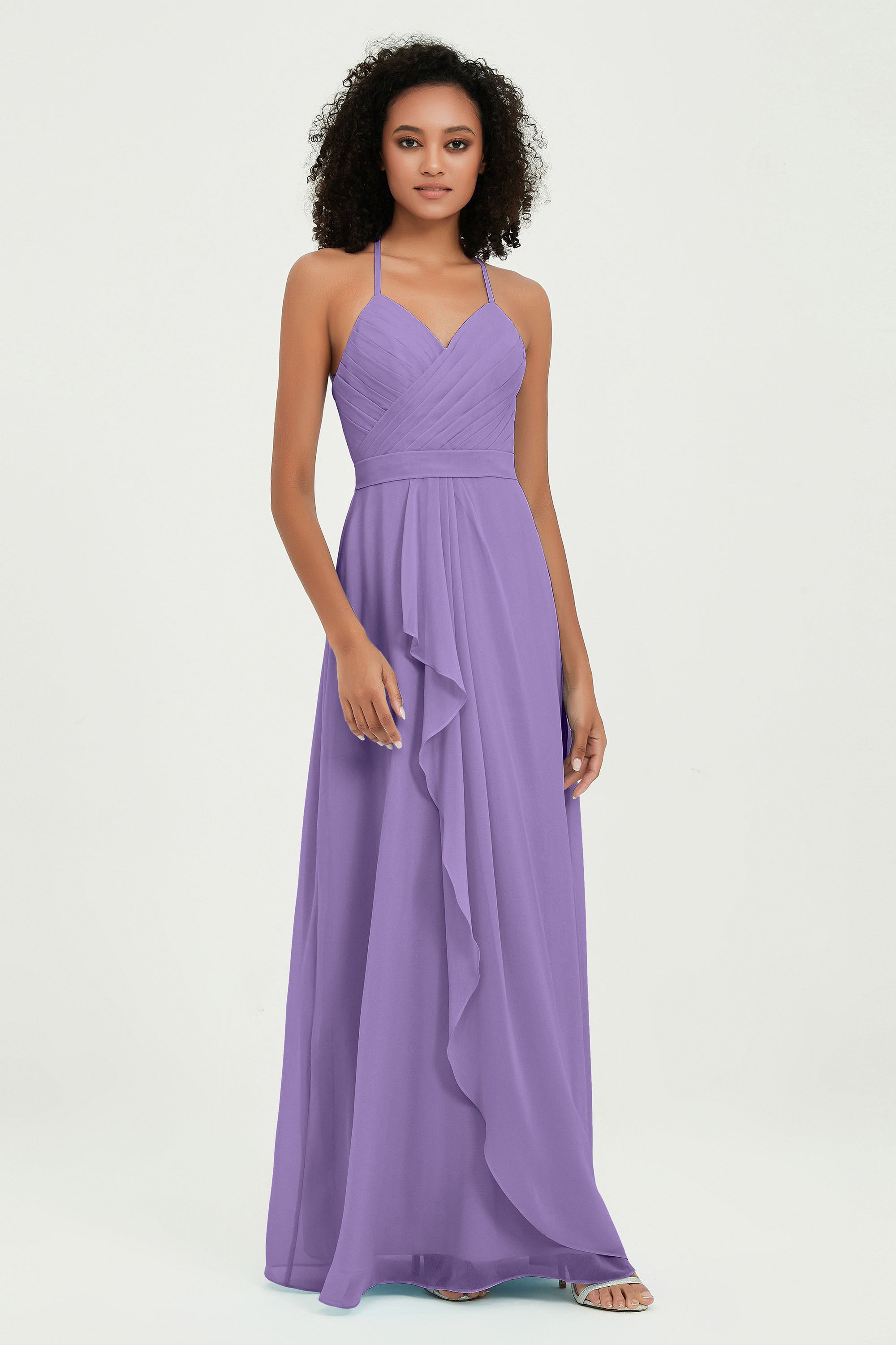 Halter Chiffon Simple Bridesmaid Dresses Formal Evening Party gowns Dress Sleeveless