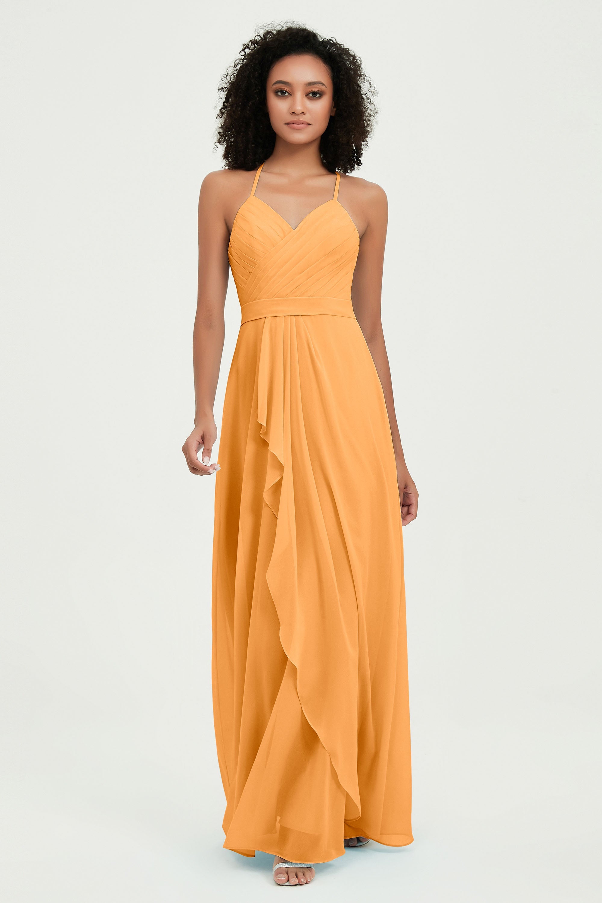Halter Chiffon Simple Bridesmaid Dresses Formal Evening Party gowns Dress Sleeveless