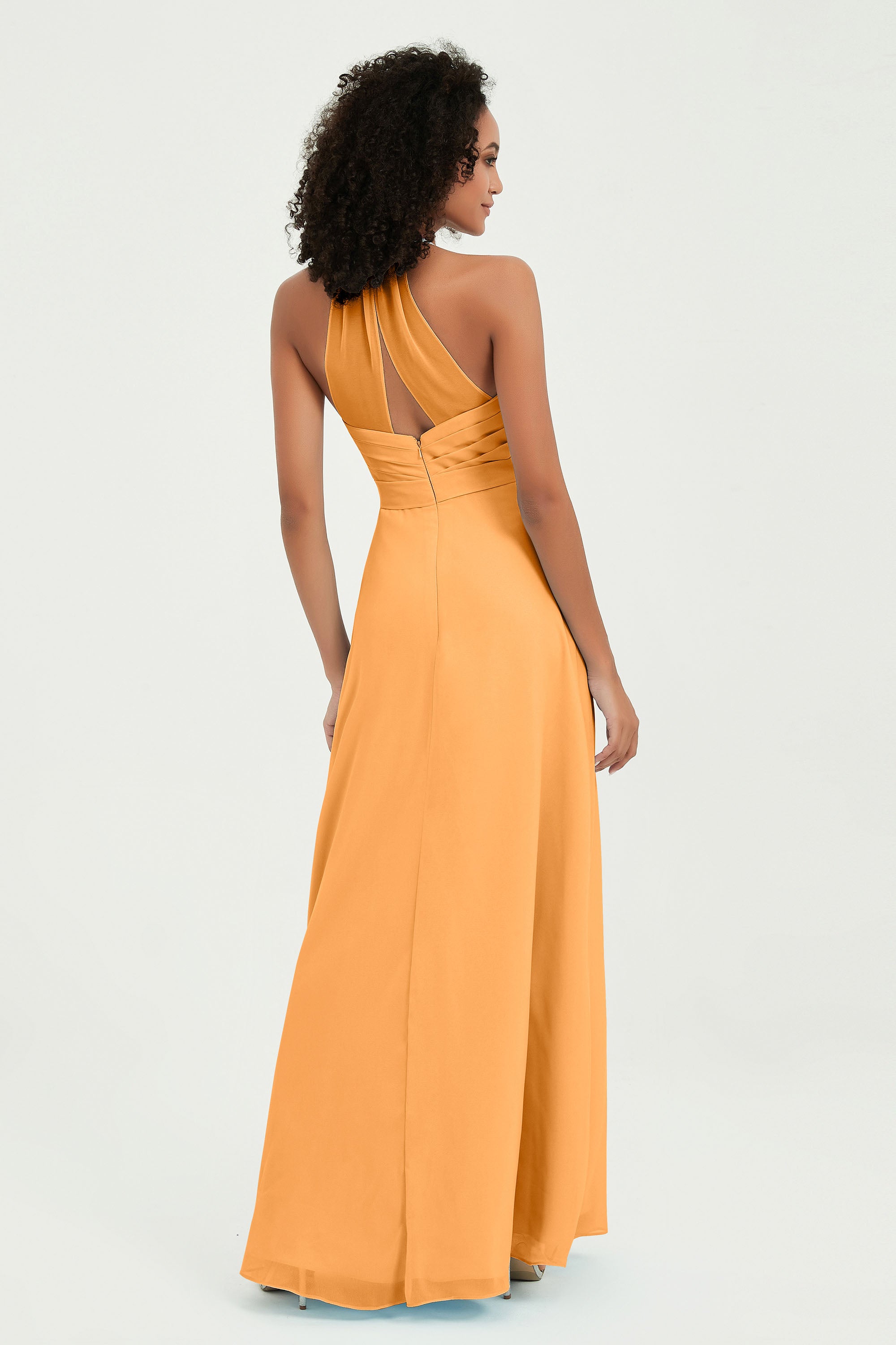 Halter Chiffon Simple Bridesmaid Dresses Formal Evening Party gowns Dress Sleeveless