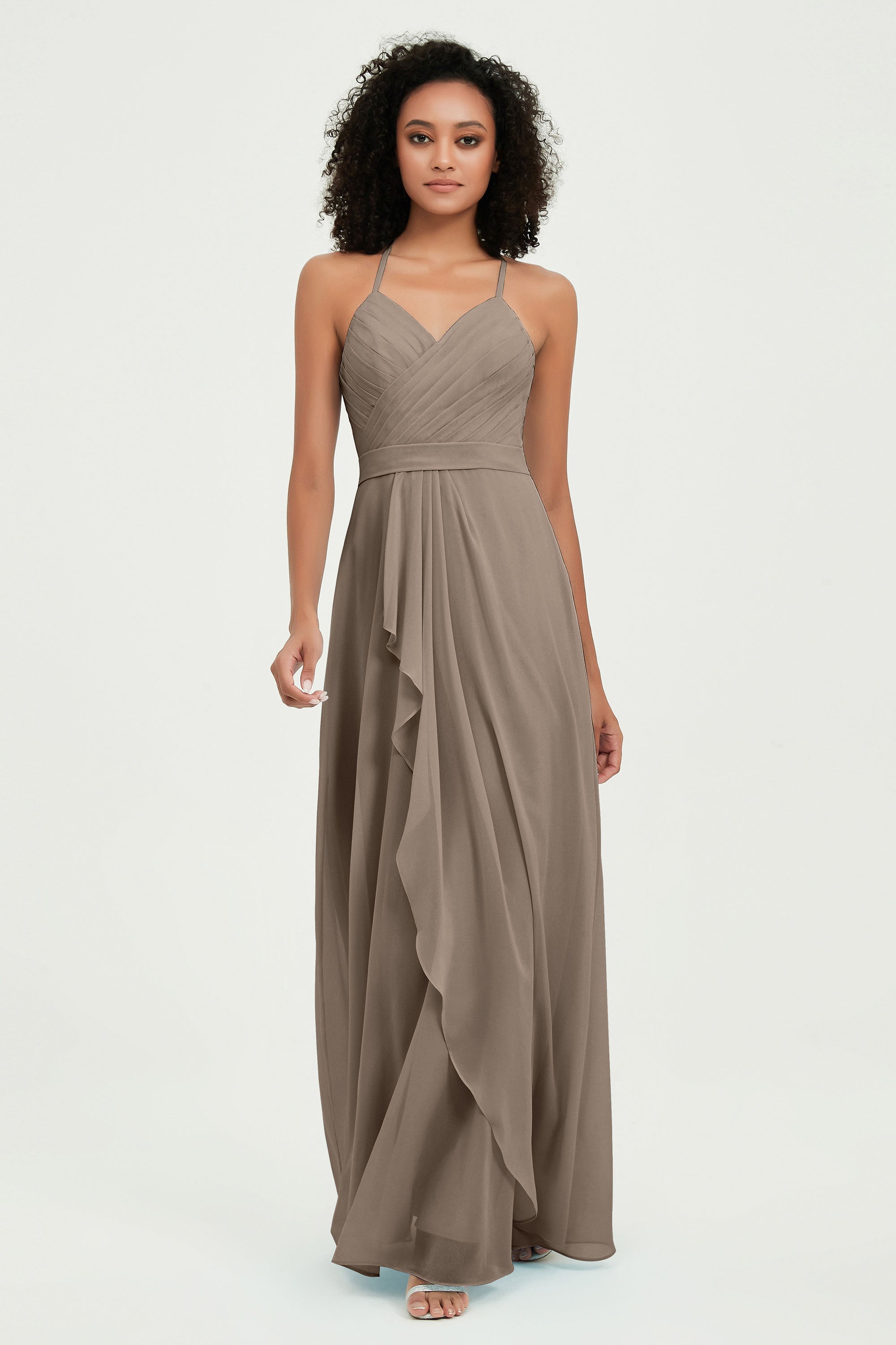 Halter Chiffon Simple Bridesmaid Dresses Formal Evening Party gowns Dress Sleeveless