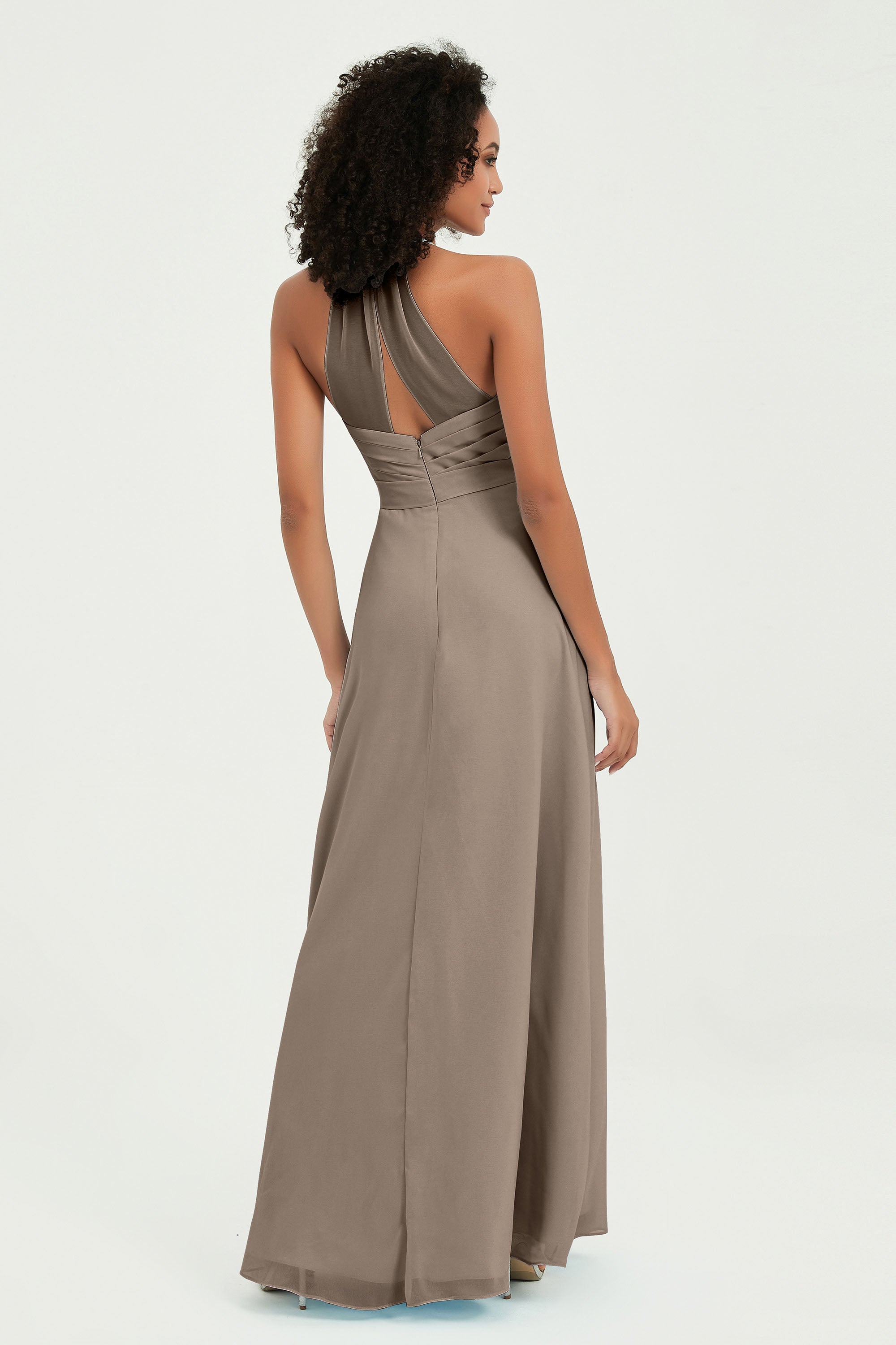 Halter Chiffon Simple Bridesmaid Dresses Formal Evening Party gowns Dress Sleeveless