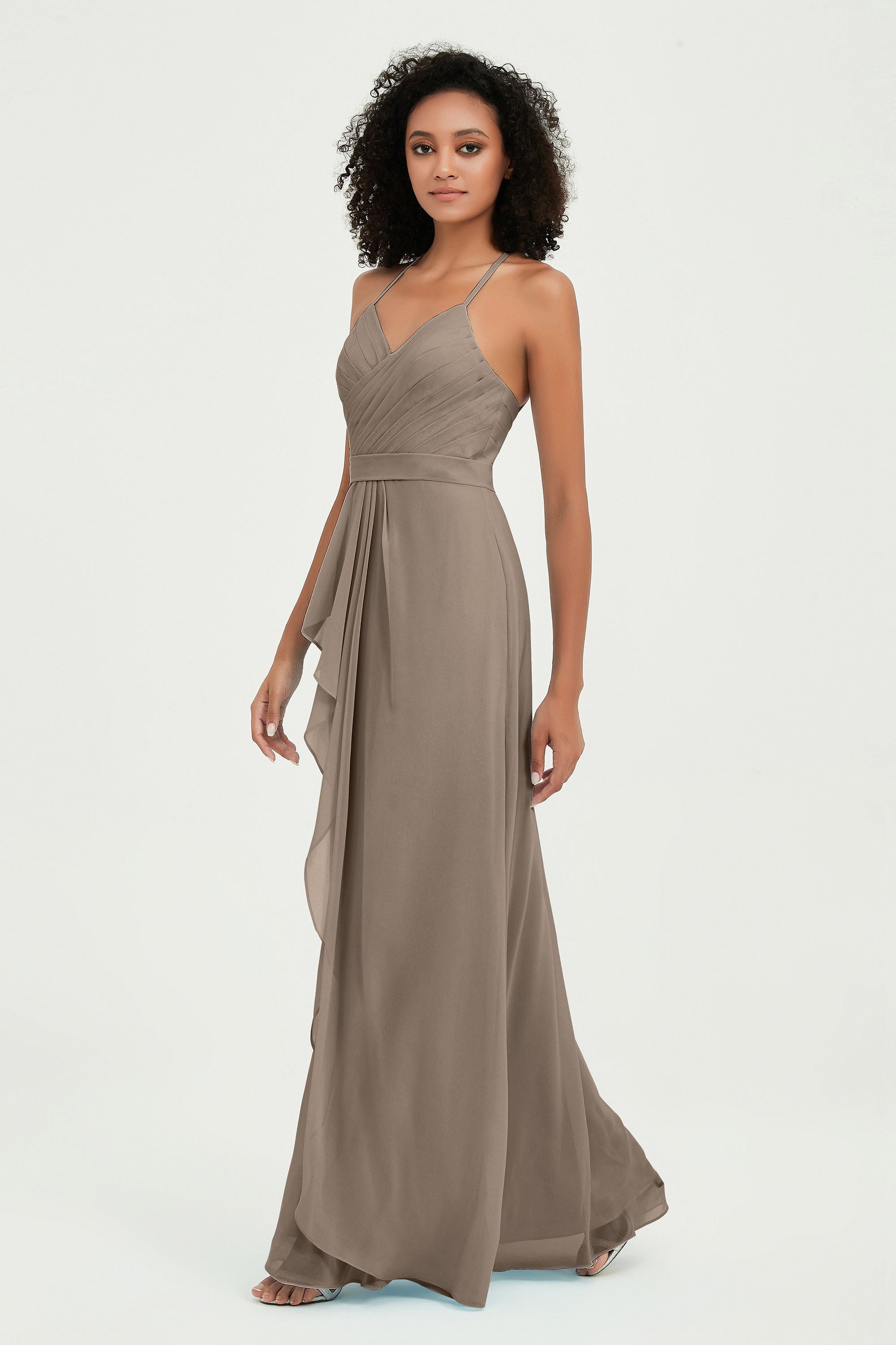 Halter Chiffon Simple Bridesmaid Dresses Formal Evening Party gowns Dress Sleeveless