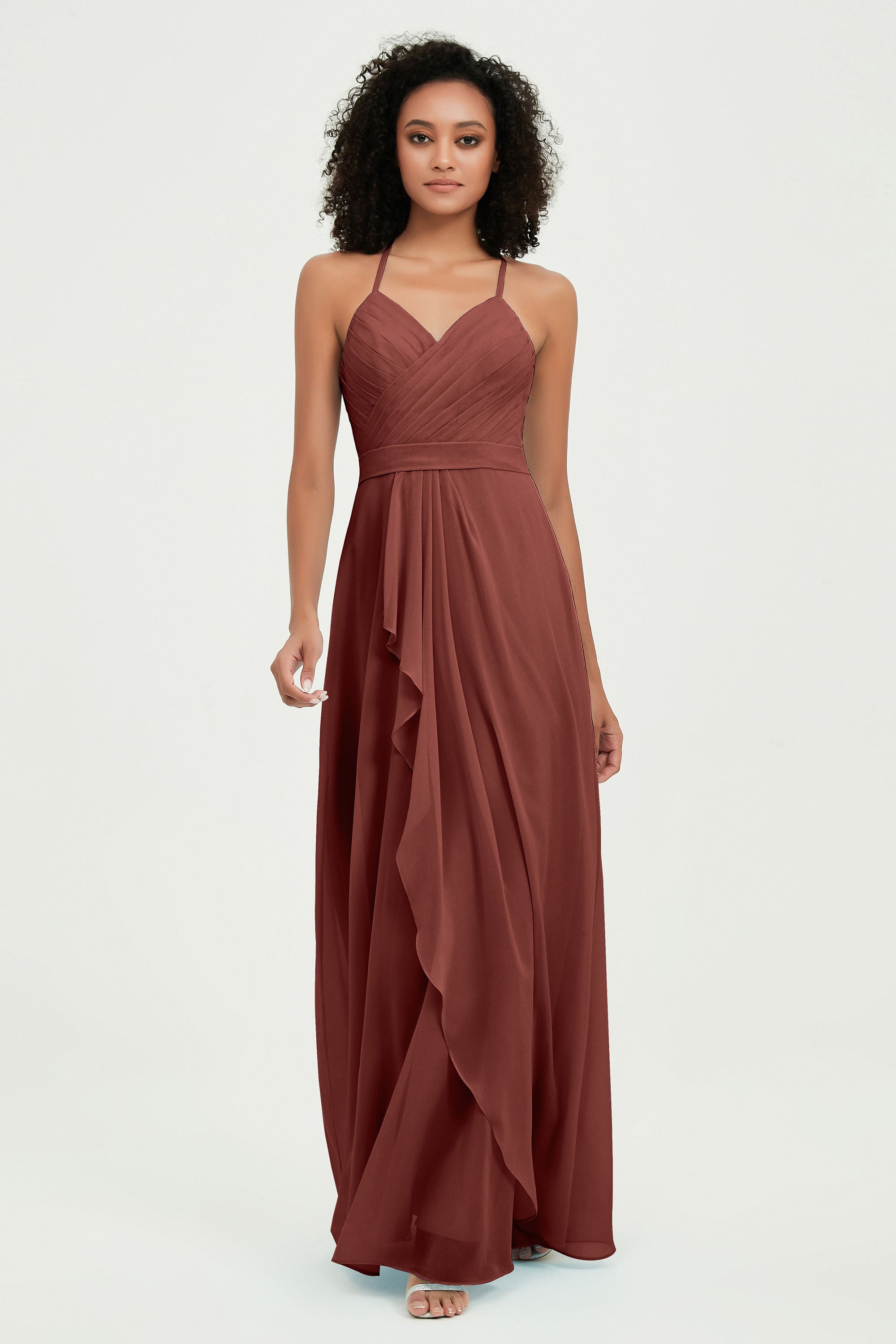 Halter Chiffon Simple Bridesmaid Dresses Formal Evening Party gowns Dress Sleeveless