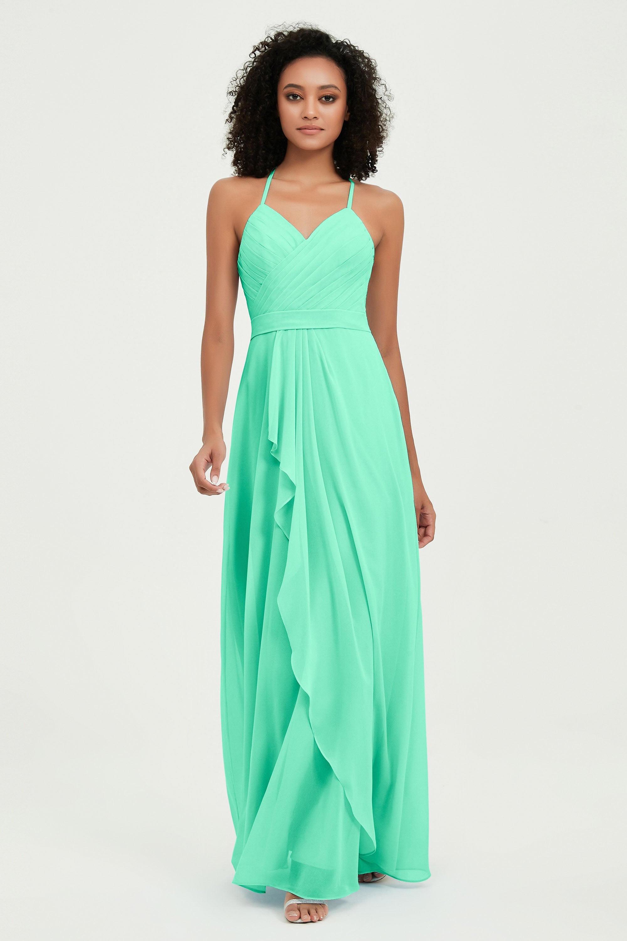 Halter Chiffon Simple Bridesmaid Dresses Formal Evening Party gowns Dress Sleeveless