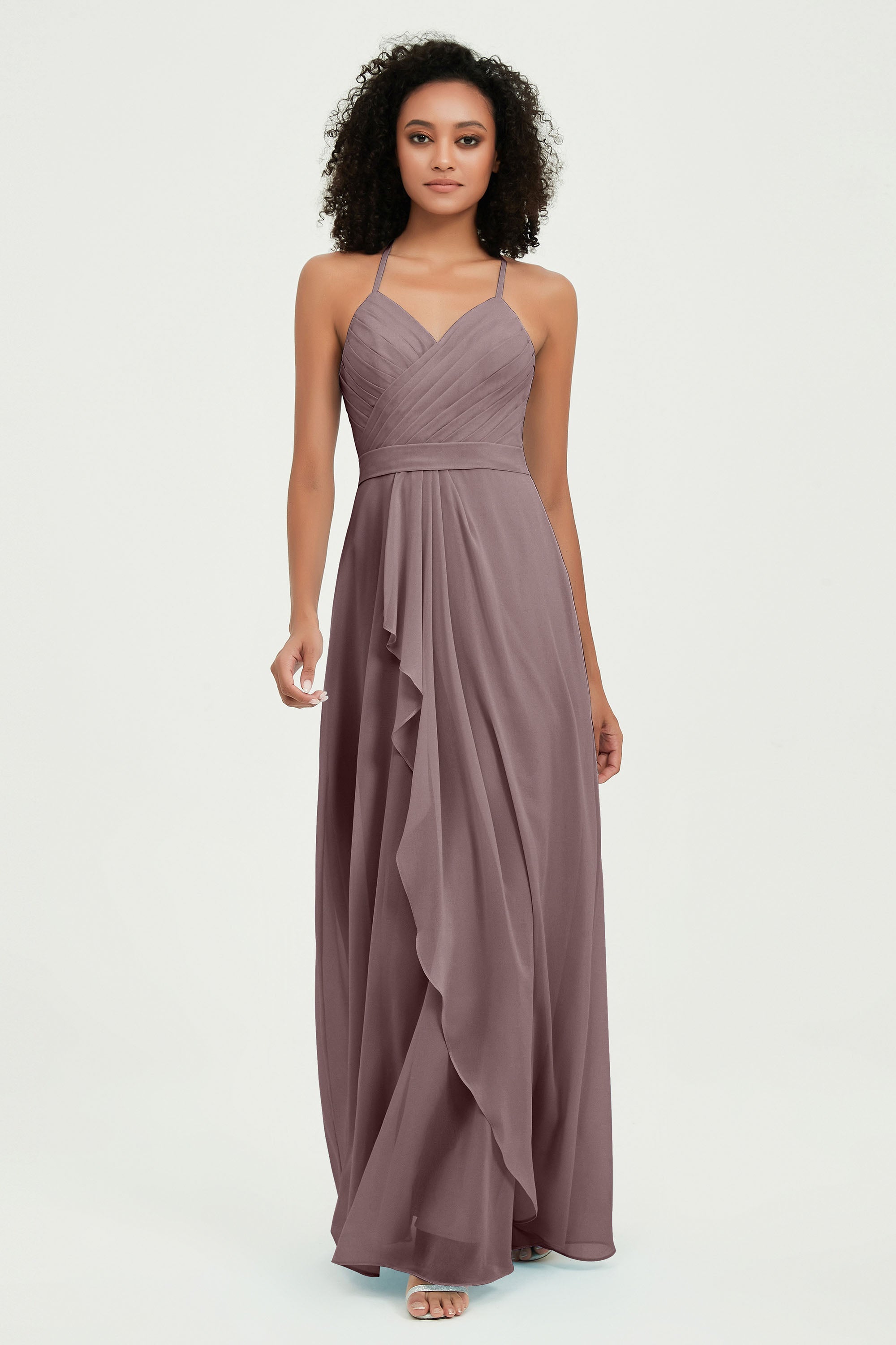 Halter Chiffon Simple Bridesmaid Dresses Formal Evening Party gowns Dress Sleeveless