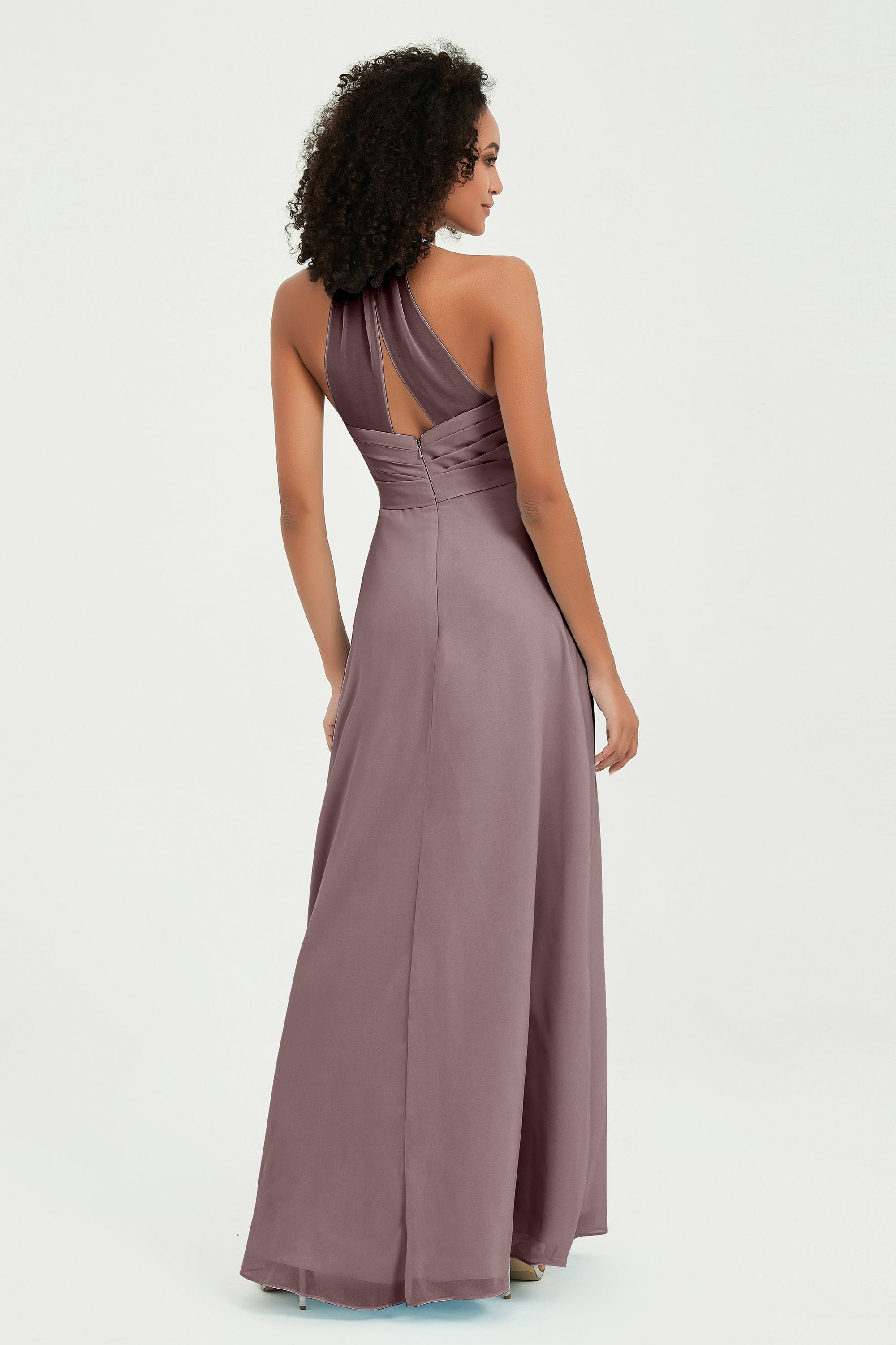 Halter Chiffon Simple Bridesmaid Dresses Formal Evening Party gowns Dress Sleeveless
