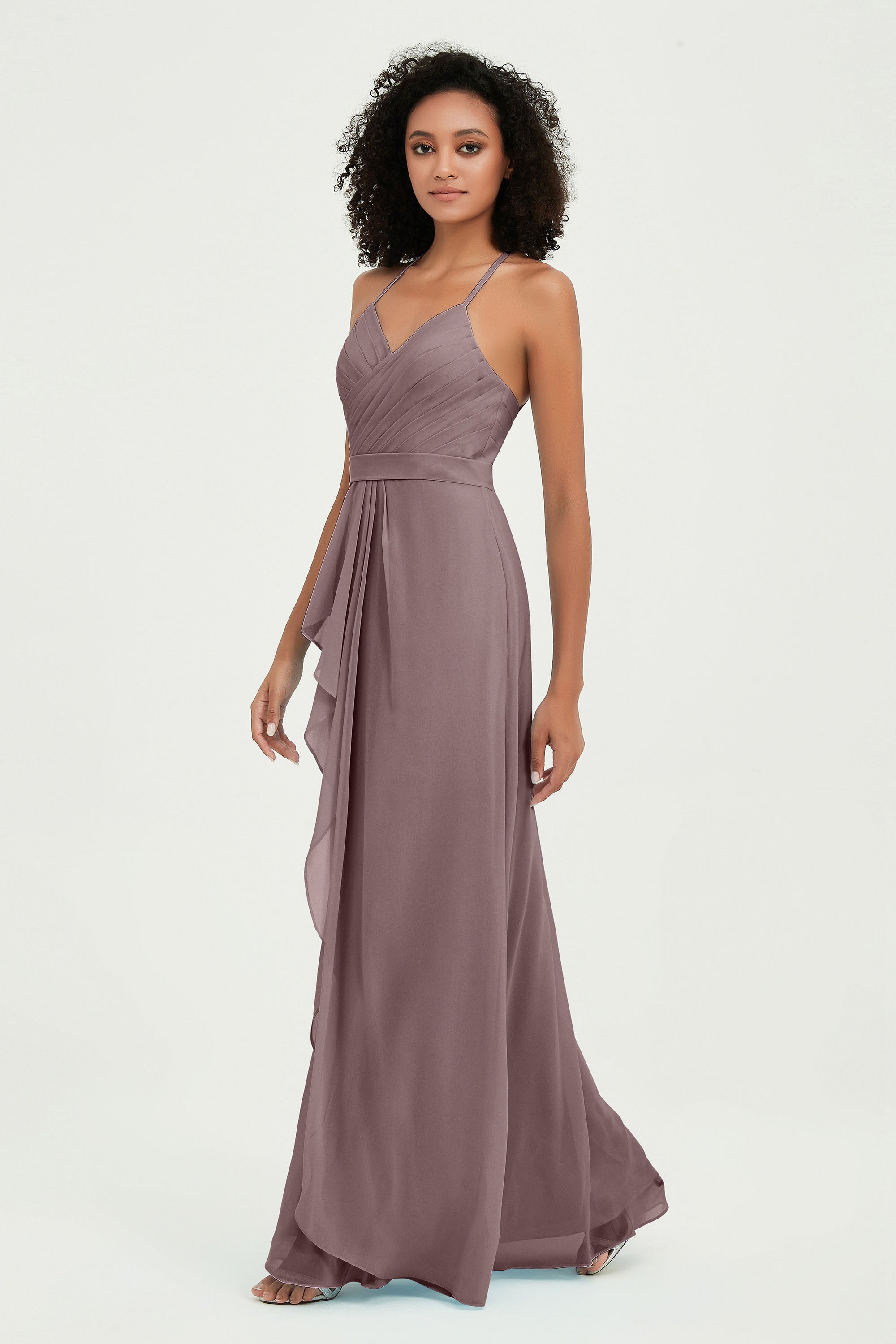 Halter Chiffon Simple Bridesmaid Dresses Formal Evening Party gowns Dress Sleeveless