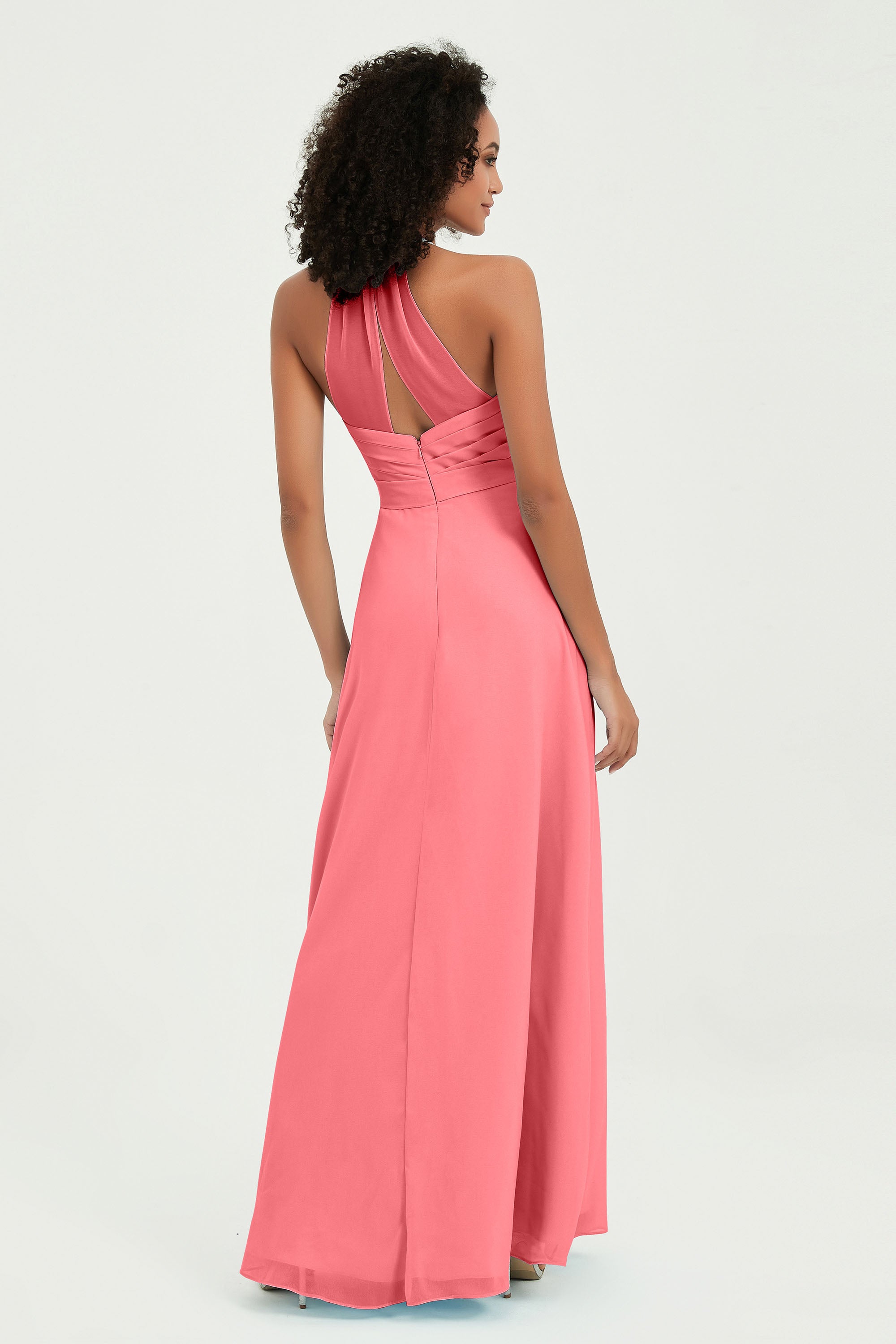 Halter Chiffon Simple Bridesmaid Dresses Formal Evening Party gowns Dress Sleeveless