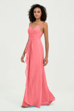 Halter Chiffon Simple Bridesmaid Dresses Formal Evening Party gowns Dress Sleeveless