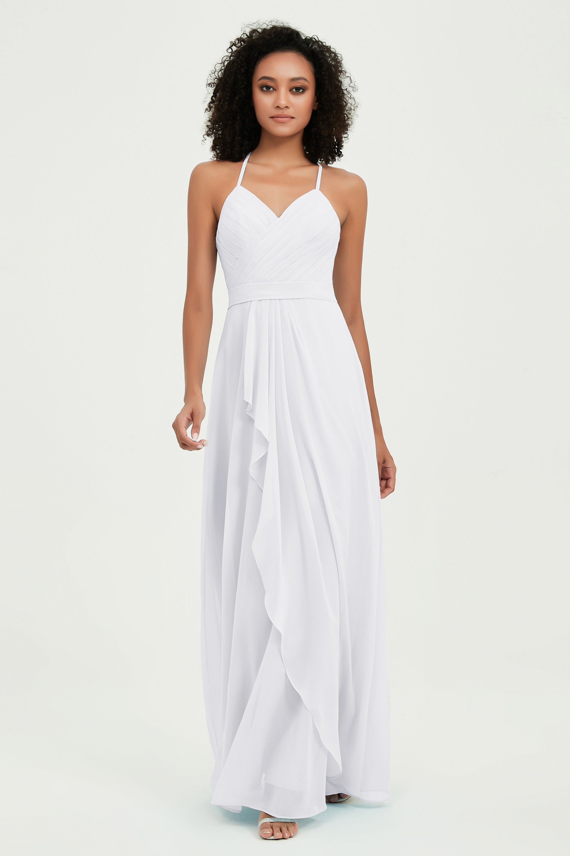 Halter Chiffon Simple Bridesmaid Dresses Formal Evening Party gowns Dress Sleeveless