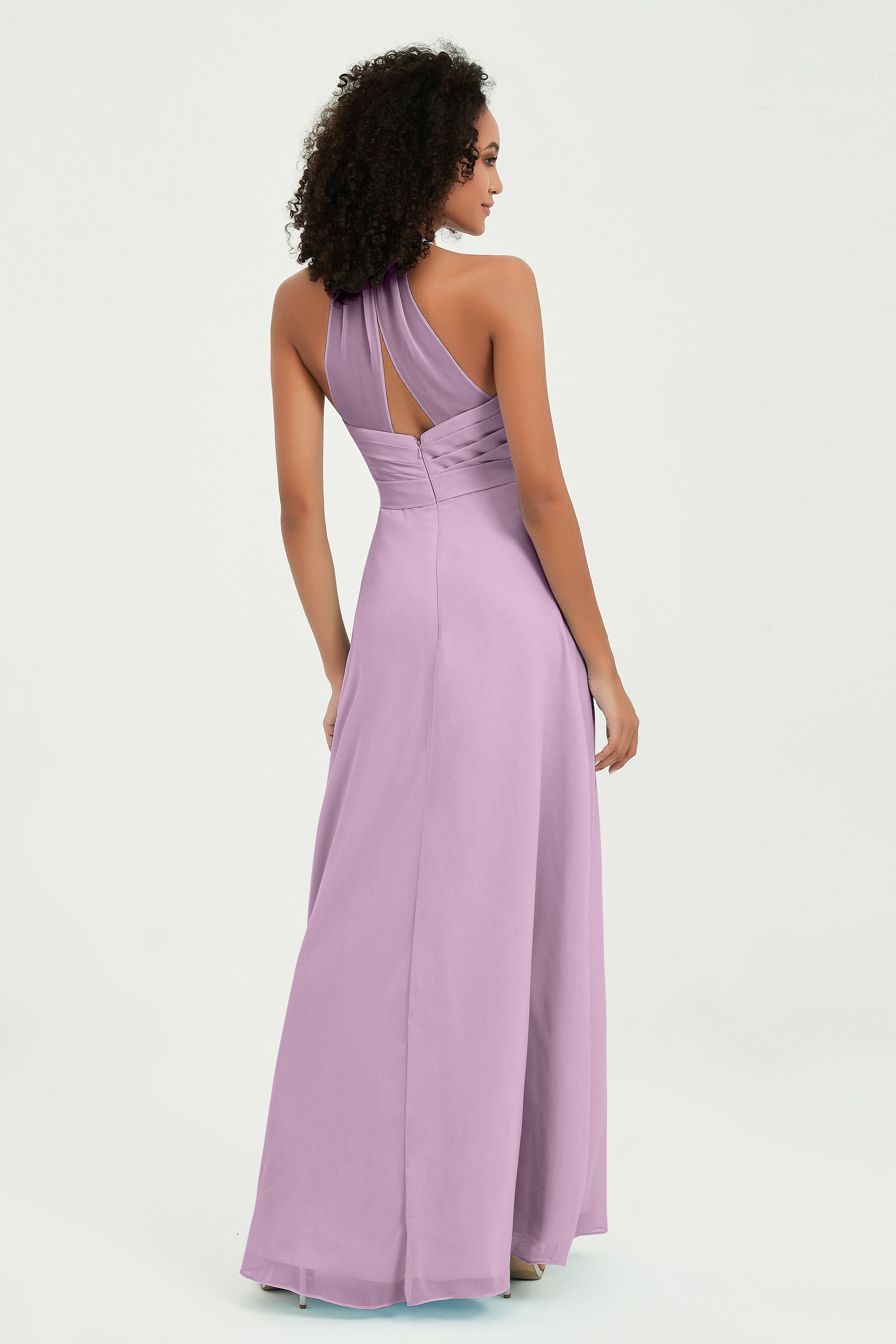Halter Chiffon Simple Bridesmaid Dresses Formal Evening Party gowns Dress Sleeveless
