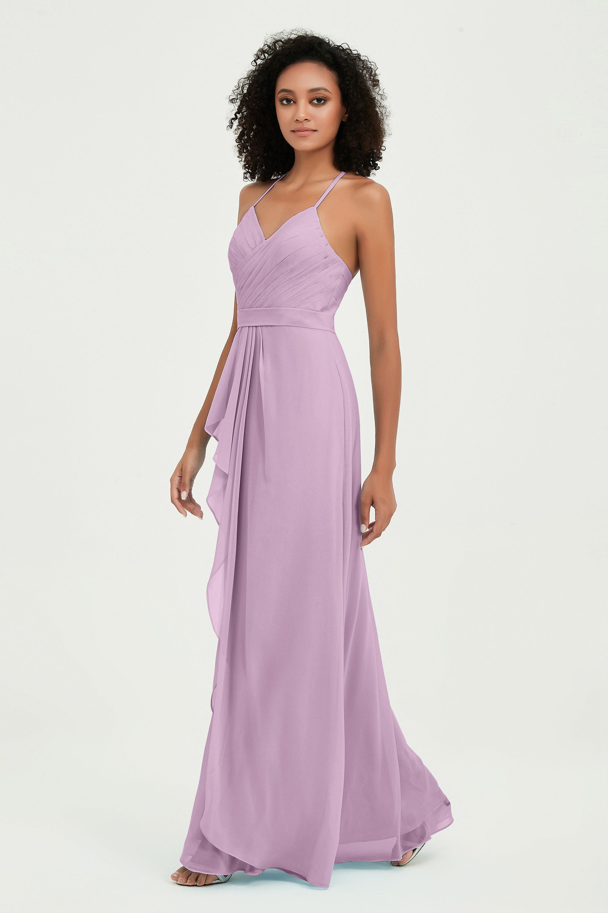 Halter Chiffon Simple Bridesmaid Dresses Formal Evening Party gowns Dress Sleeveless