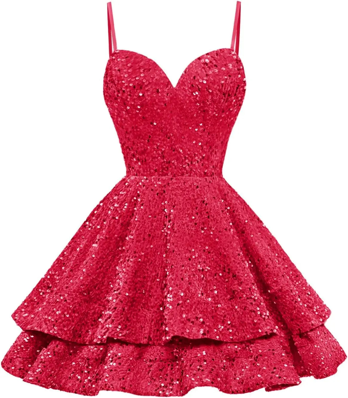 Tiered Sequin Homecoming Dresses Short for Teens 2025 Spaghetti Straps A-Line Prom Dress mini dress  party dresses