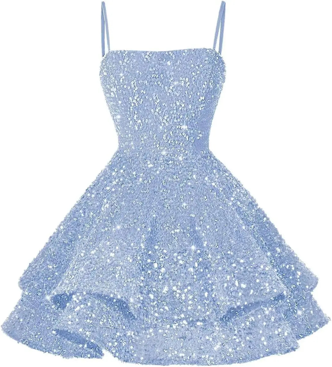 Kurze Pailletten-Heimkehrkleider für Teenager 2025, glitzernde Spaghettiträger, Sweet 16-Abschlussball-Cocktailkleid, Ballkleid, Partykleider 