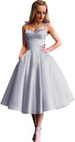 Damen Spaghettiträger Kurzes Satin Ballkleid Homecoming Kleid Sweetheart A-Linie Ballkleid Cocktailkleid mit Tasche 