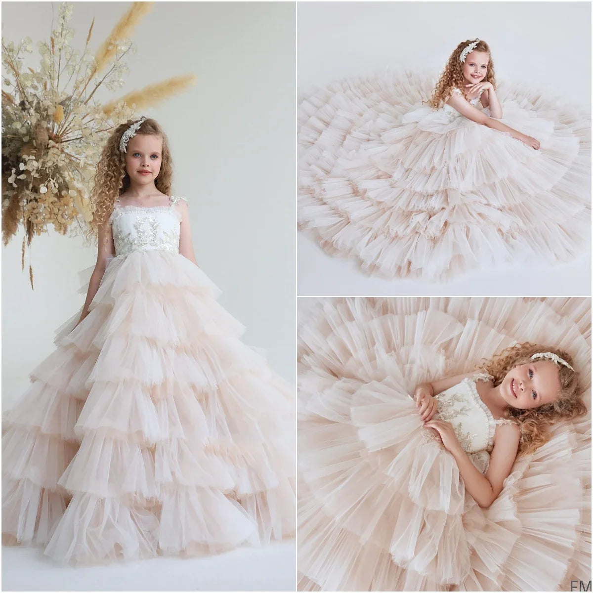 Ärmelloses, gestuftes, elegantes Mädchen-Kindergeburtstagskleid, Erstkommunionkleid, errötendes Rosa, Blumenmädchenkleid für Hochzeit, Pailletten 