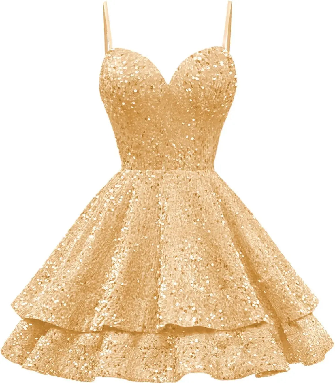 Tiered Sequin Homecoming Dresses Short for Teens 2025 Spaghetti Straps A-Line Prom Dress mini dress  party dresses