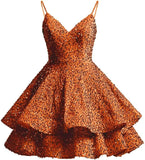Sparkly Sequin Homecoming Dresses for Teens 2025 Short V Neck A Line Tiered Mini Formal Prom Cocktail Gown Above Knee Club Dress