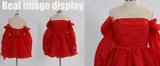 Vestidos de fiesta de organza con hombros descubiertos y lazo, de manga larga, para graduación, de corte A, formales, para cóctel o fiesta. 