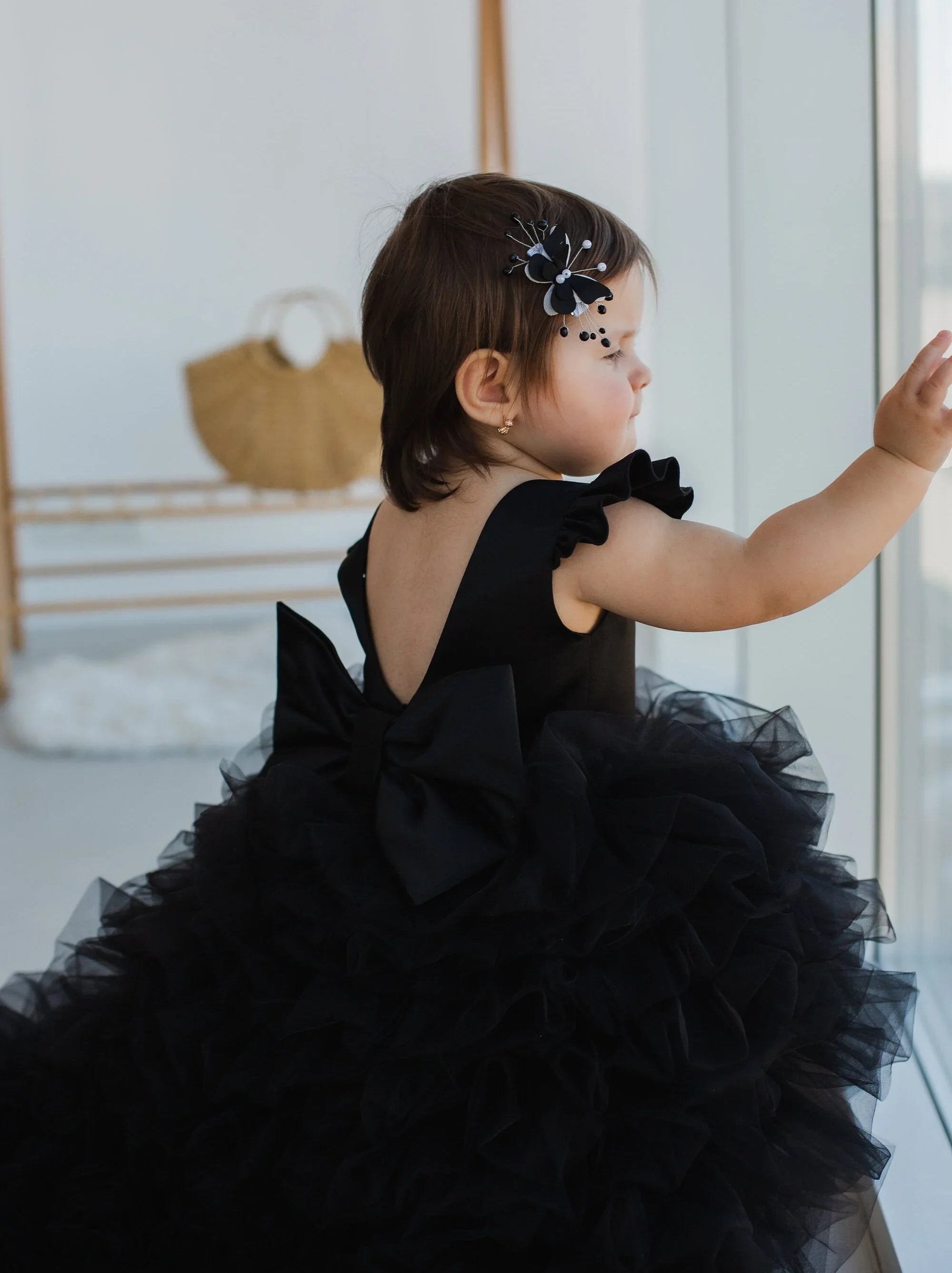 Vestido plisado elegante de longitud para niña, fiesta de cumpleaños, primera comunión, negro, para niña de las flores, para boda, alto-bajo 