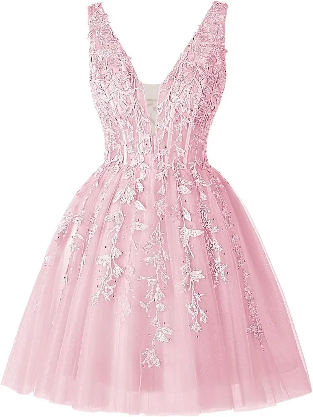 V Neck Short Homecoming Dresses for Teens Lace Tulle Prom Dress Cocktail Party Dress short prom dress  party dresses
