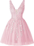 V Neck Short Homecoming Dresses for Teens Lace Tulle Prom Dress Cocktail Party Dress short prom dress  party dresses