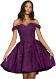 Vestidos de fiesta de tul con hombros descubiertos 2025, vestidos de fiesta cortos de encaje estilo princesa, vestidos de graduación 