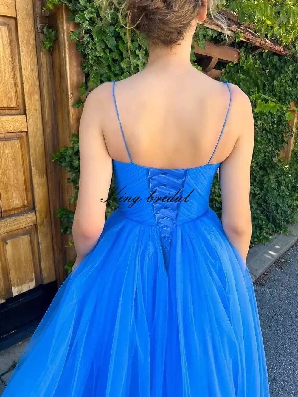 Junior-Brautjungfern-Tüll-Ballkleider in Teelänge für Frauen, Korsett, Herzausschnitt, Spaghettiträger, Teenager, formelle Abendkleider 