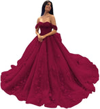3D Floral Quinceanera Dresses Lace Beaded Party Gowns Off Shoudler Tulle Ball Gown for Sweet 15 16 Dresses