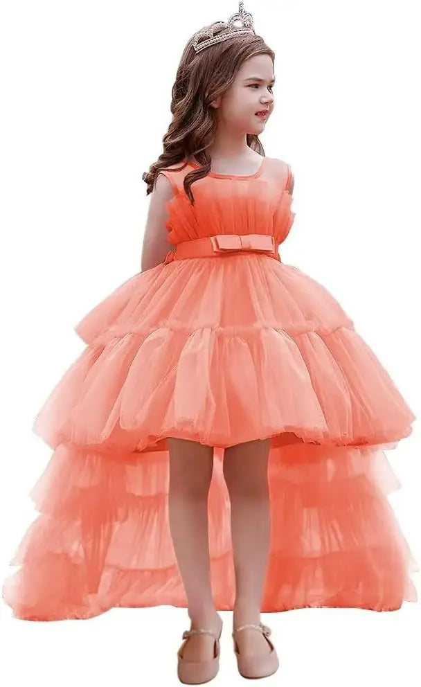 High Low Tulle Pageant Gown Tiered Flower Girl Dress Layered Ball Gown Kids Birthday Party Dress princess dress