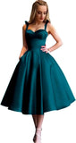 Damen Spaghettiträger Kurzes Satin Ballkleid Homecoming Kleid Sweetheart A-Linie Ballkleid Cocktailkleid mit Tasche 