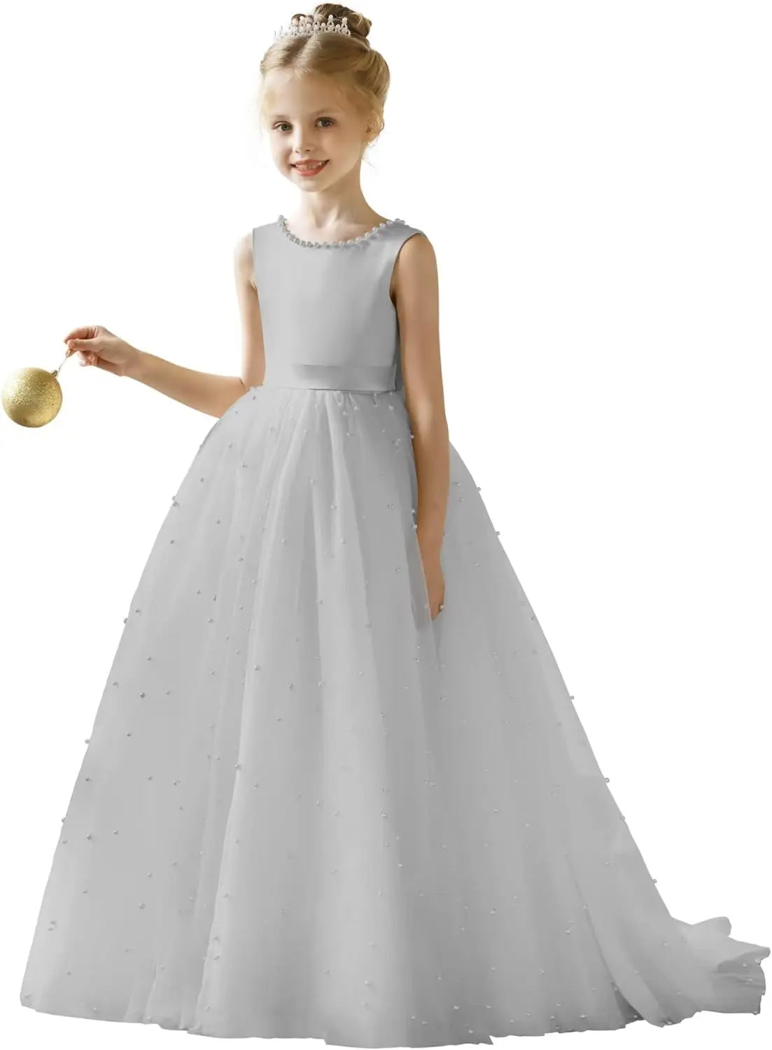 Flower Girl Tulle Tutu Dress for Kids Wedding Girl First Communion Pageant Dresses Princess Prom Ball Gowns with Bow
